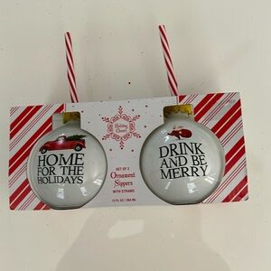 Set of 2 Ornament Sippers with Straws